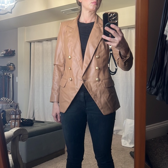 Express tan faux leather blazer - Picture 2 of 4